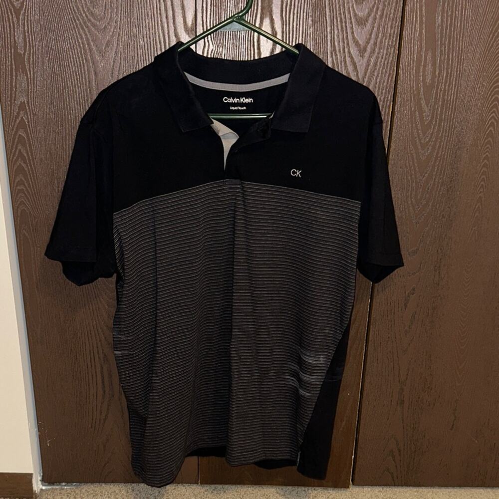 Calvin Klein Men's Polo in Black and Gray - size L